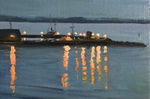 "Quiet July Harbour", 20x30 cm, olie 